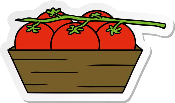 sticker cartoon doodle of a box of tomatoes vector