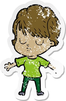 distressed sticker of a cartoon woman vector