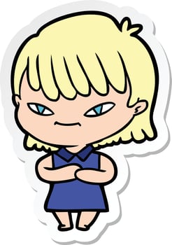 sticker of a cartoon woman vector