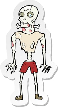 sticker of a cartoon zombie vector