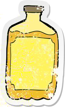 retro distressed sticker of a cartoon water bottle vector