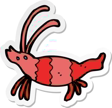 sticker of a cartoon shrimp vector