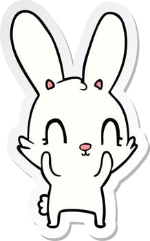 sticker of a cute cartoon rabbit vector