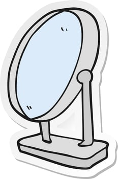 sticker of a cartoon mirror vector
