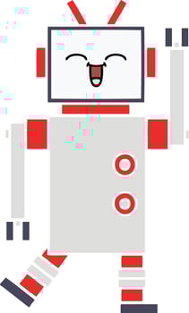 flat color retro cartoon robot vector