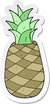 sticker of a cartoon pineapple vector