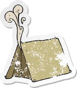 retro distressed sticker of a cartoon old smelly tent vector