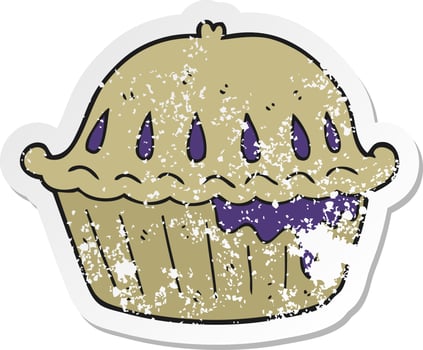 retro distressed sticker of a cartoon pie vector