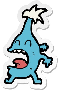 sticker of a cartoon funny creature vector