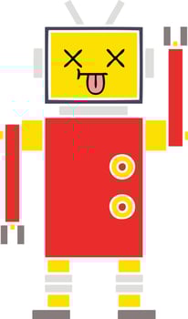 flat color retro cartoon robot vector