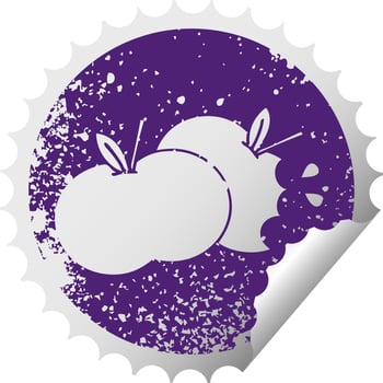 distressed circular peeling sticker symbol juicy apple vector