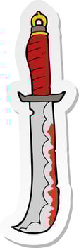 sticker of a cartoon sword vector