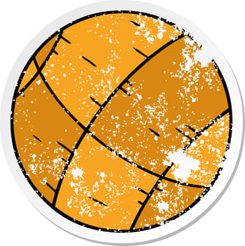 distressed sticker cartoon doodle of a basket ball vector