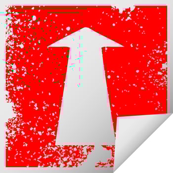 quirky distressed square peeling sticker symbol arrow vector