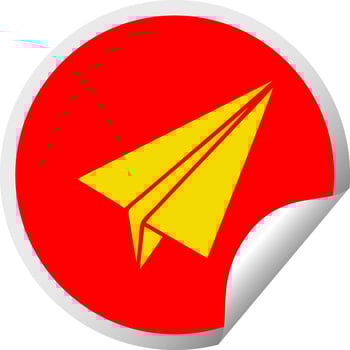 circular peeling sticker cartoon paper plane vector