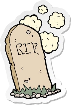 sticker of a cartoon spooky grave vector
