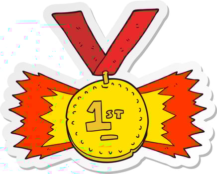 sticker of a cartoon first place medal vector