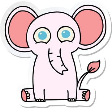 sticker of a quirky hand drawn cartoon elephant vector