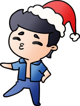 christmas gradient cartoon of kawaii boy vector