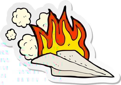 sticker of a cartoon paper airplane vector
