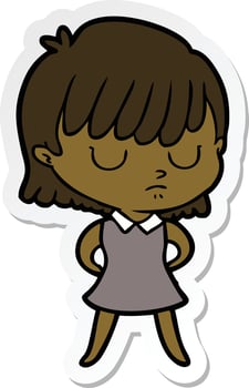 sticker of a cartoon woman vector