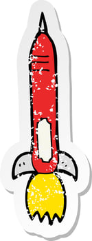 retro distressed sticker of a cartoon missile vector