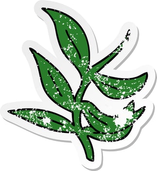 distressed sticker of a quirky hand drawn cartoon vines vector