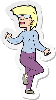 sticker of a cartoon woman waving vector