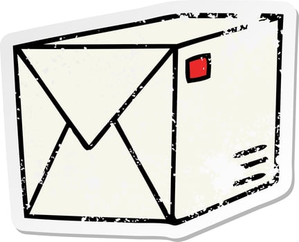 distressed sticker of a quirky hand drawn cartoon parcel vector