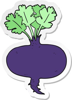sticker of a cartoon beetroot vector