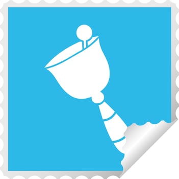 square peeling sticker cartoon ringing bell vector