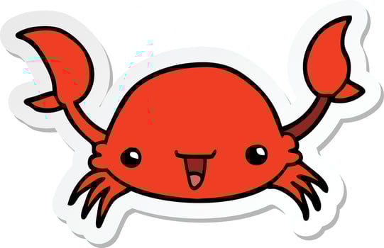 sticker of a cartoon crab vector