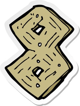 sticker of a cartoon wooden number vector