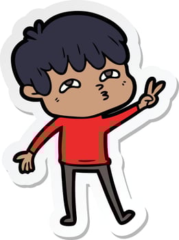 sticker of a cartoon curious man vector