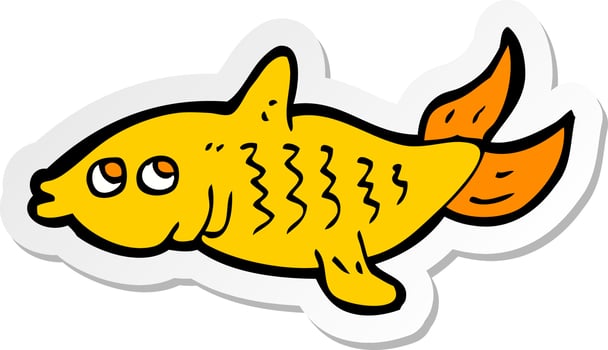 sticker of a cartoon fish vector