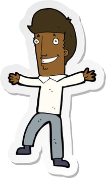 sticker of a cartoon happy man vector