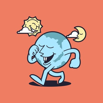 Retro globe cartoon mascot character. Happy vintage walking earth mascot illustration. vector