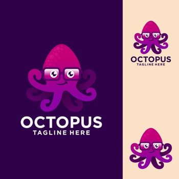 Cute Octopus Logo Vector Illustration