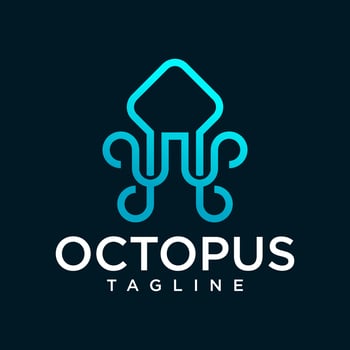 Octopus line art logo design vector illustration