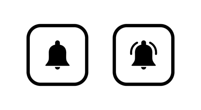 Bell icon vector isolated in square line