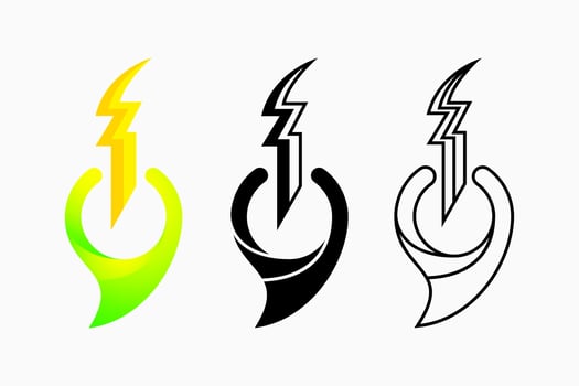 lightning and leaf logo concept. gradient,combination, creative, flat, simple, line, silhouette and modern style. suitable for logo, icon, symbol and sign. such as nature, fast or power logo vector