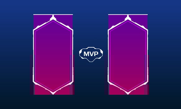 Versus Screen 1vs1 Player With White Hud Border Design. Versus screen with White Frame Border HUD Design. Futuristic design. Battle banner match. Announcement of Players And Gamers. vector