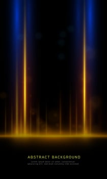 Abstract blue and gold light rays effect background. vector illustration
