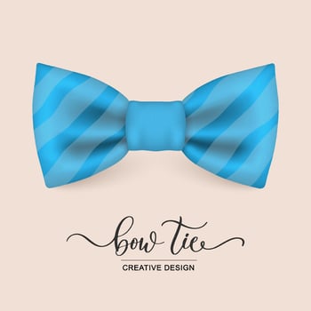 Vector icon of a blue striped bow tie isolated on a white background. Hipster style