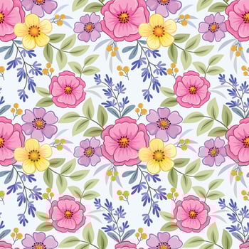 Colorful hand draw flowers seamless pattern. vector