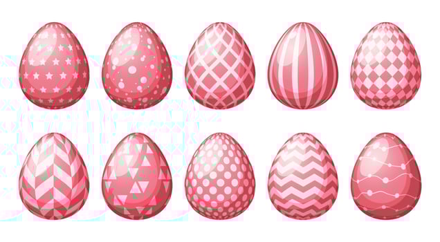 Collection of eggs with geometric patterns. vector