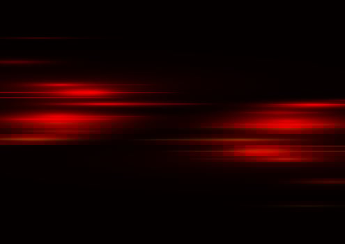 Abstract red speed neon light effect on black background vector illustration.