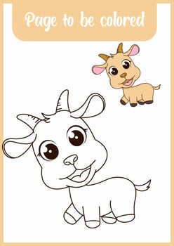 coloring book for kids, cute goat vector