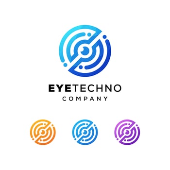eye technology logo design premium vector