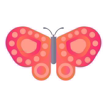 Cartoon insect pink butterfly vector isolated object illustration